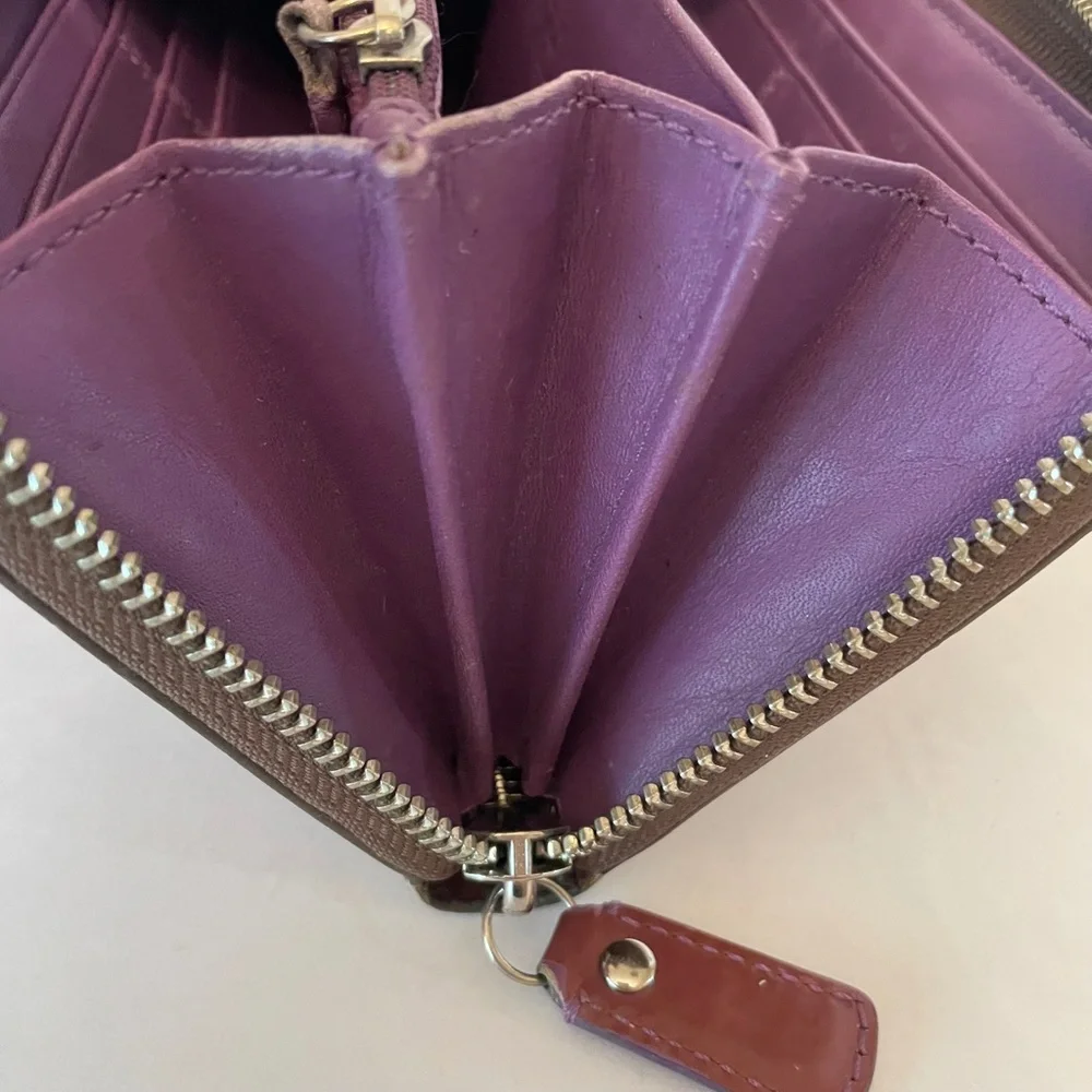Coach Logo C Long Zip Around Accordion Wallet - Picture 11 of 15